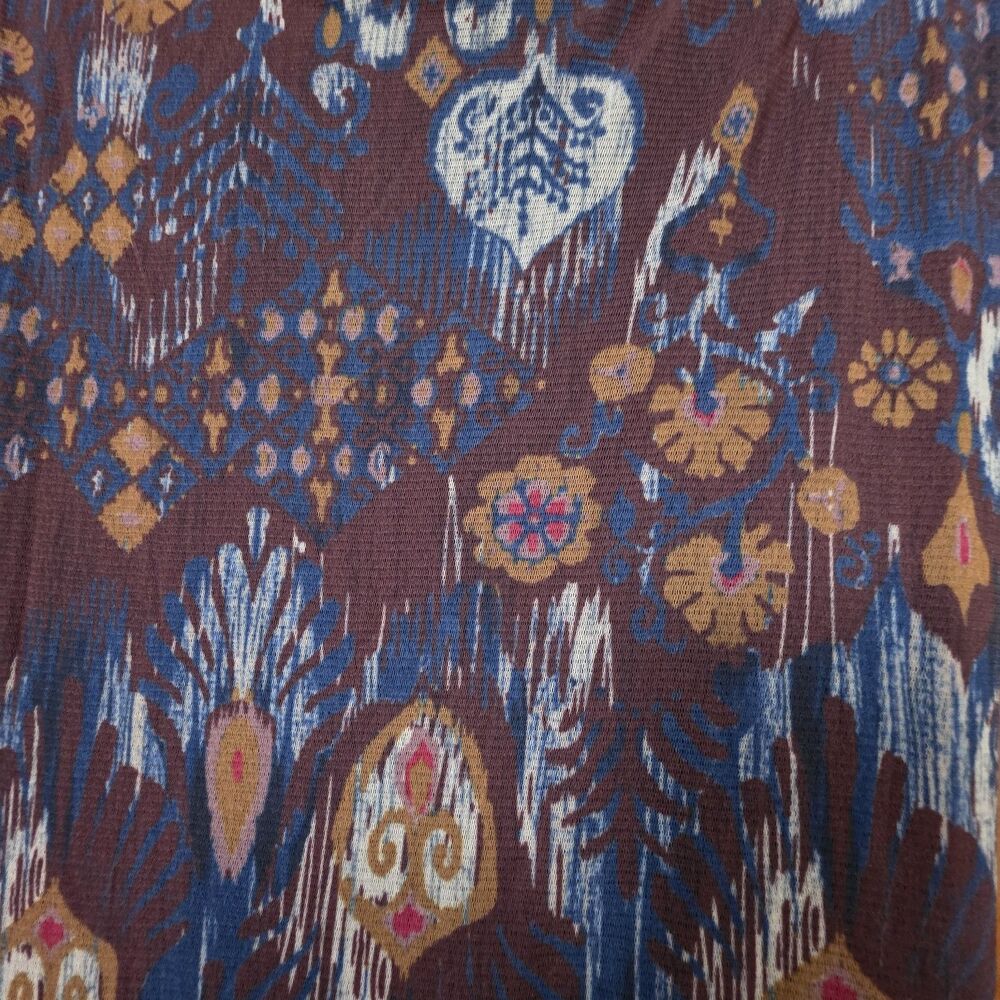 Weston Wear Dress Size Small Short Sleeve Blue Brown Print Ruffle Skater Tulle - Picture 6 of 9